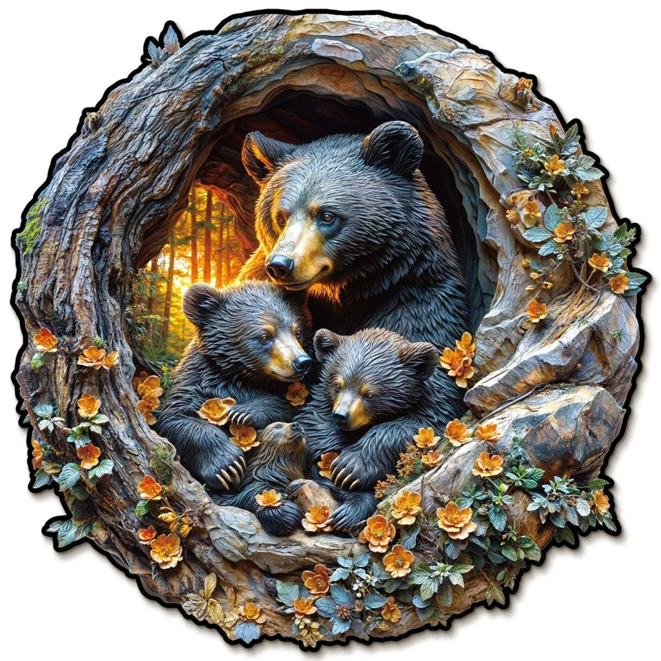 kaayee-wooden-puzzle-hugging-bear-and-cub-b-ren-holzpuzzle image 1
