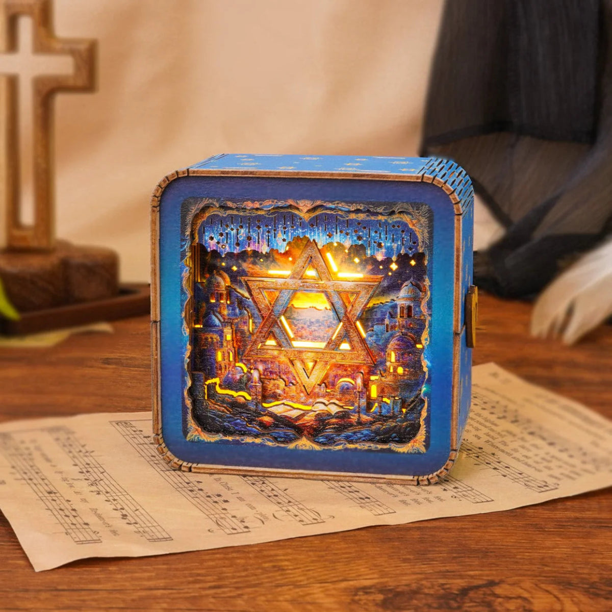 kaayee-star-of-david-night-light-nachtlampe-holz-only image 2