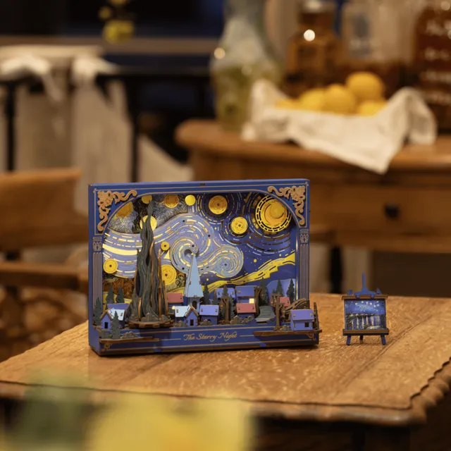 magicholz-book-nook-sternennacht-van-gogh-diorama-mit-led image 1