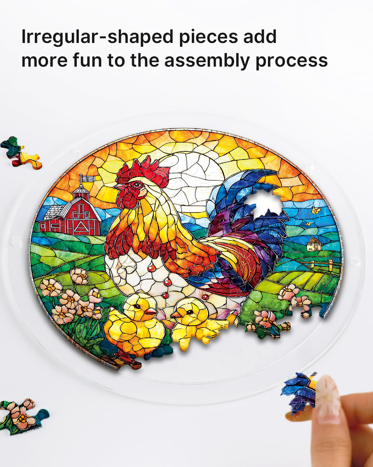 kaayee-suncatcher-puzzle-golden-dawn-rooster-fensterbild-medium image 2