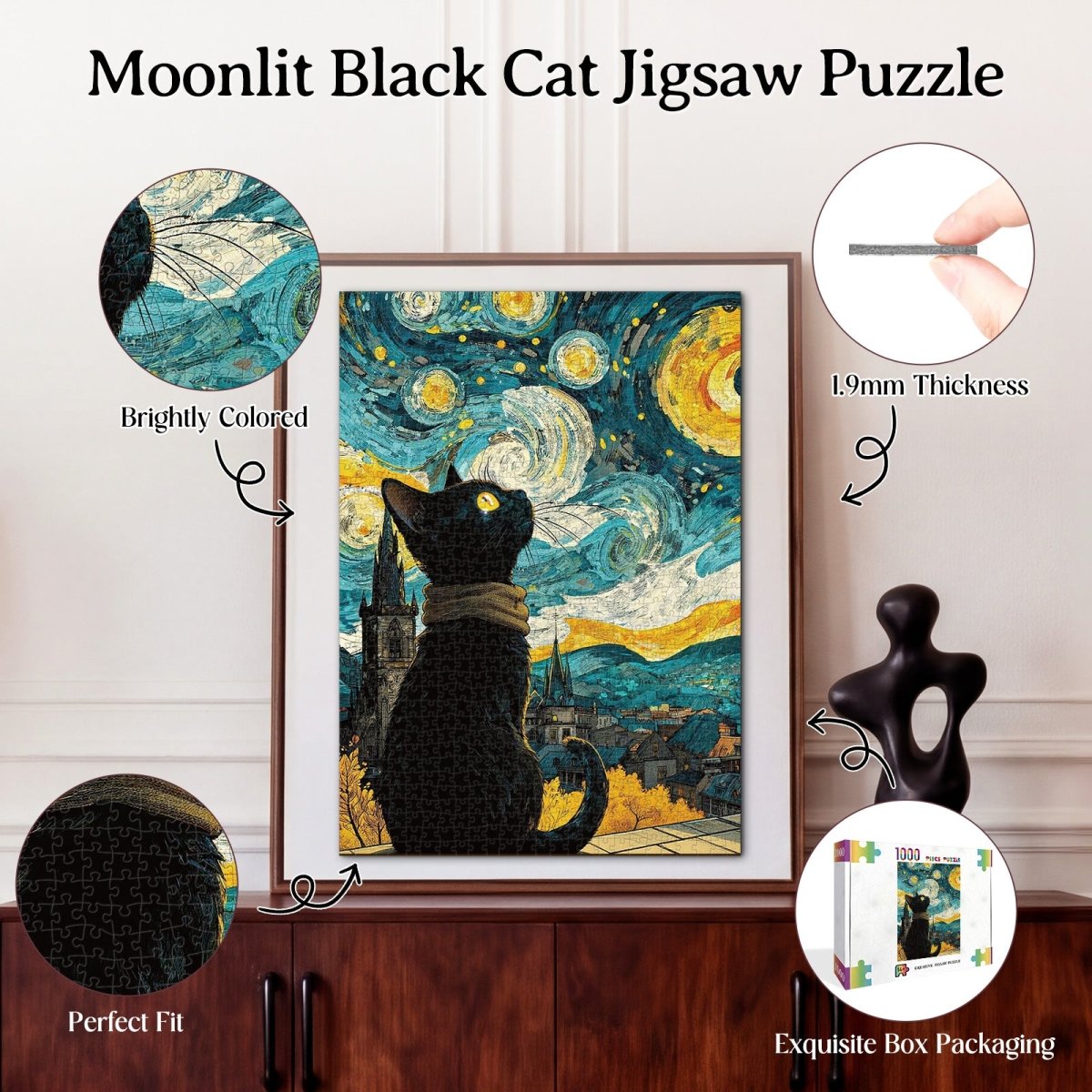 kaayee-cardboard-puzzle-1000-teile-moonlit-black-cat image 3