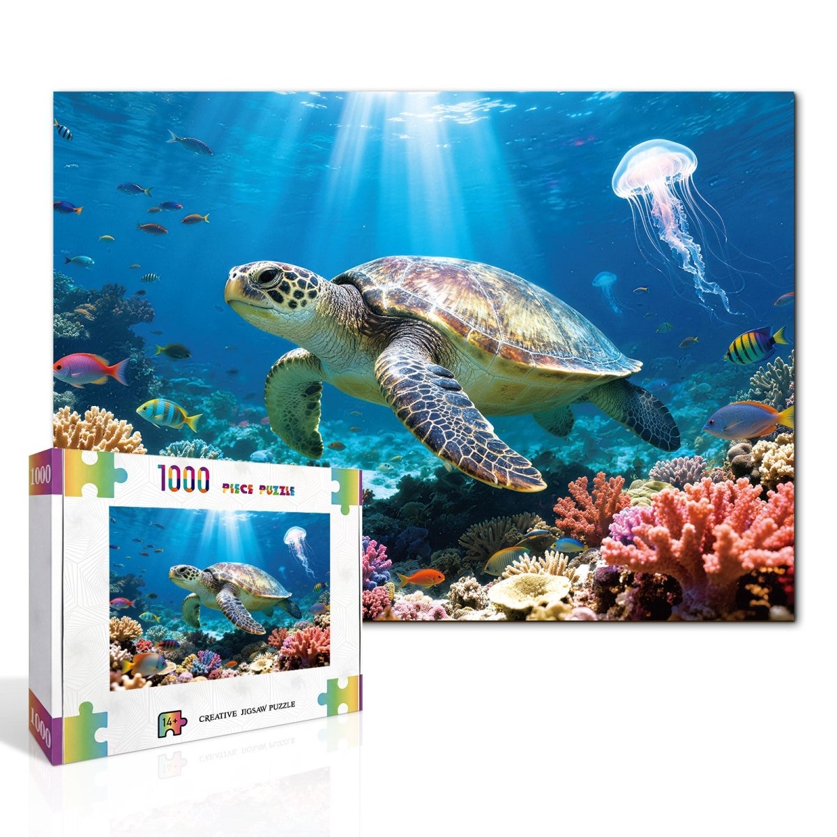 kaayee-sea-turtle-of-light-puzzle-1000-teile-eco-white-board image 2
