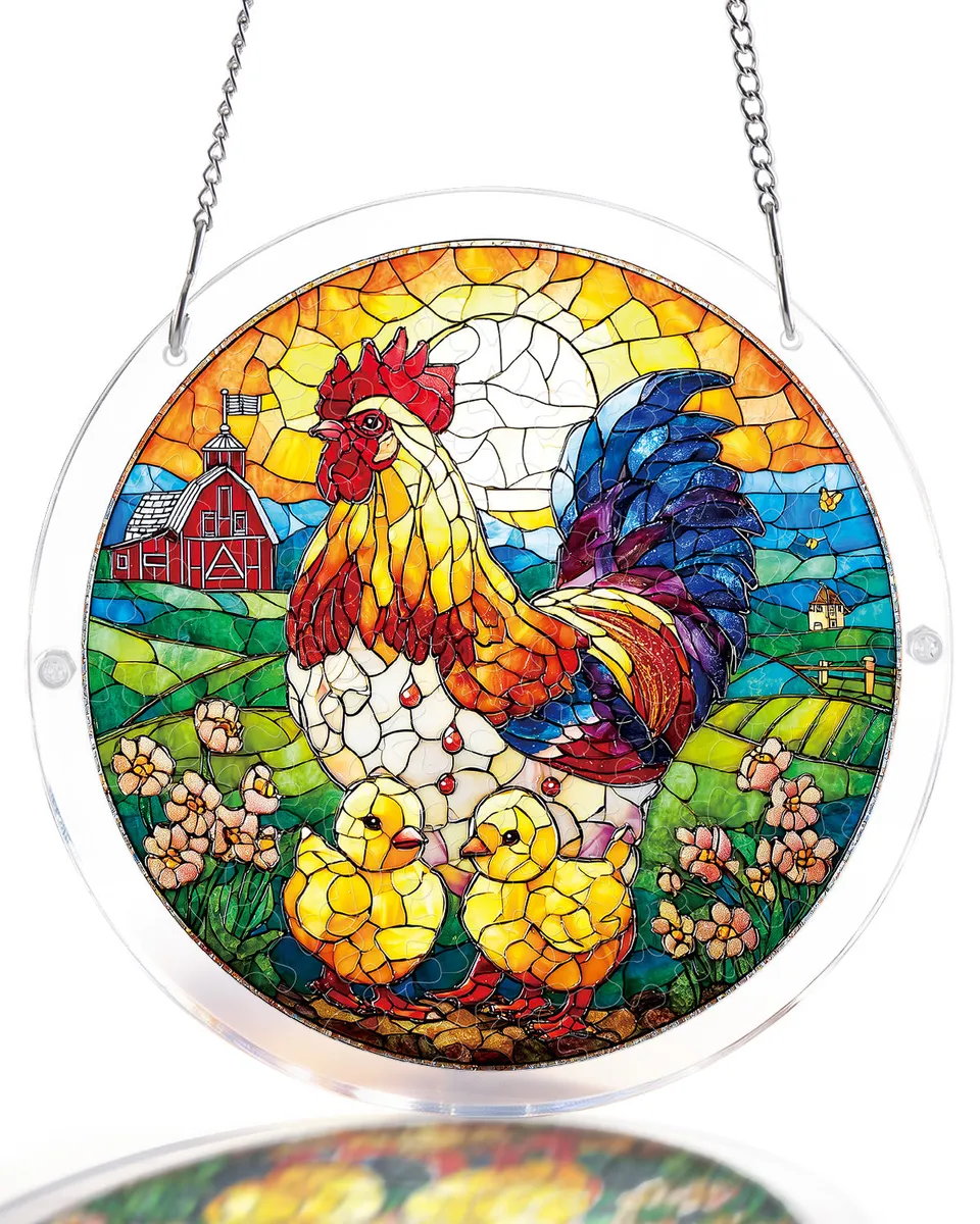 kaayee-suncatcher-puzzle-golden-dawn-rooster-fensterbild-medium image 1