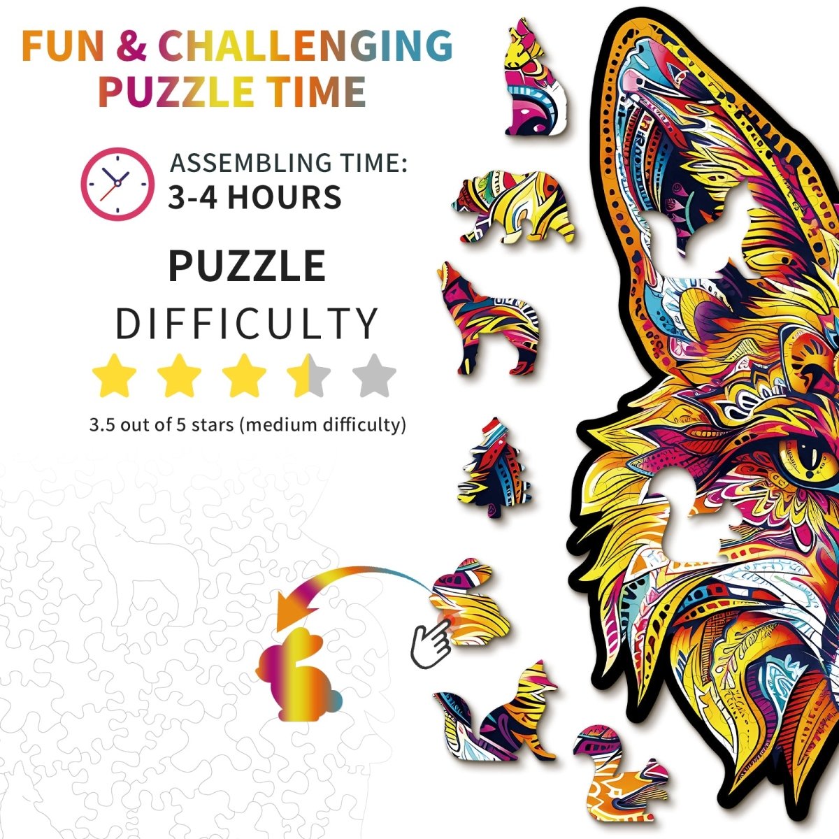 kaayee-wooden-puzzle-fiery-fox-holzpuzzle-m-fuchs-mandala image 4