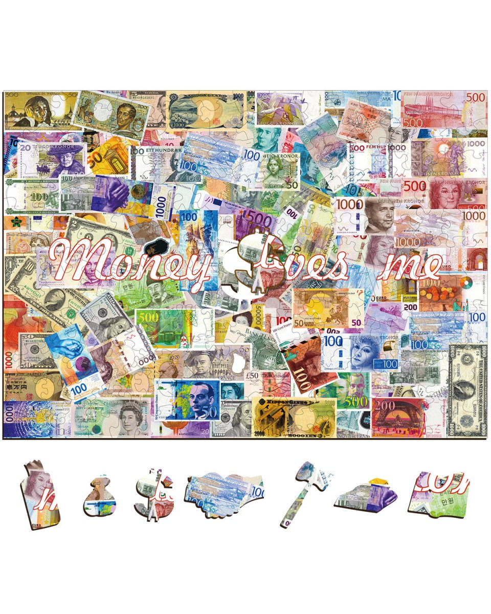 kaayee-money-loves-me-holzpuzzle-medium-geld-collage image 2