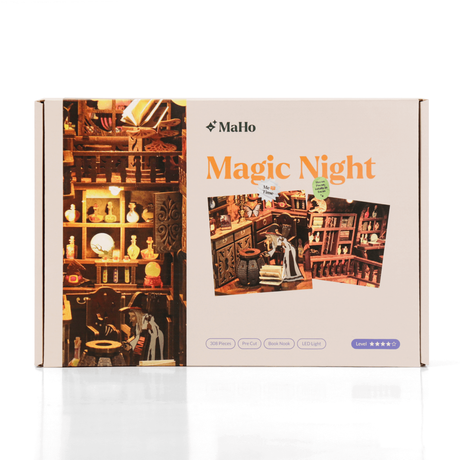 magicholz-magicnight-book-nook-hexen-diorama-zweigeschossig-mit-licht image 7