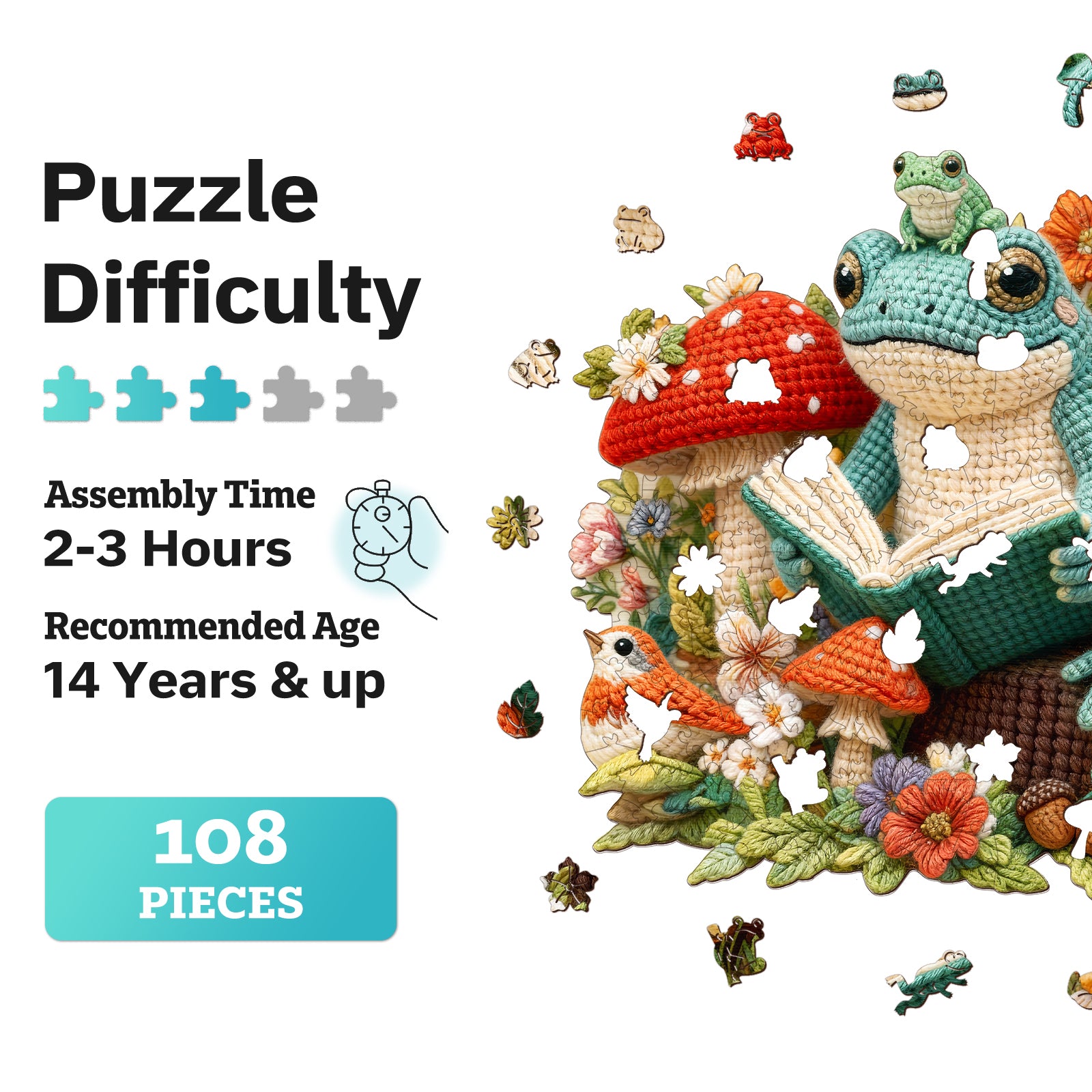 jigfoxy-reading-frog-holzpuzzle-m-194-teile-frosch image 6