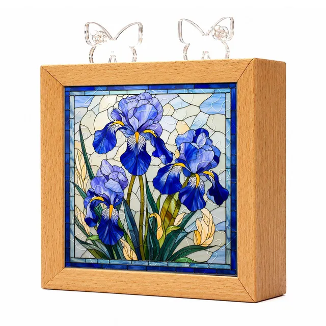 kaayee-night-light-royal-iris-bloom-acryl-holzrahmen image 1
