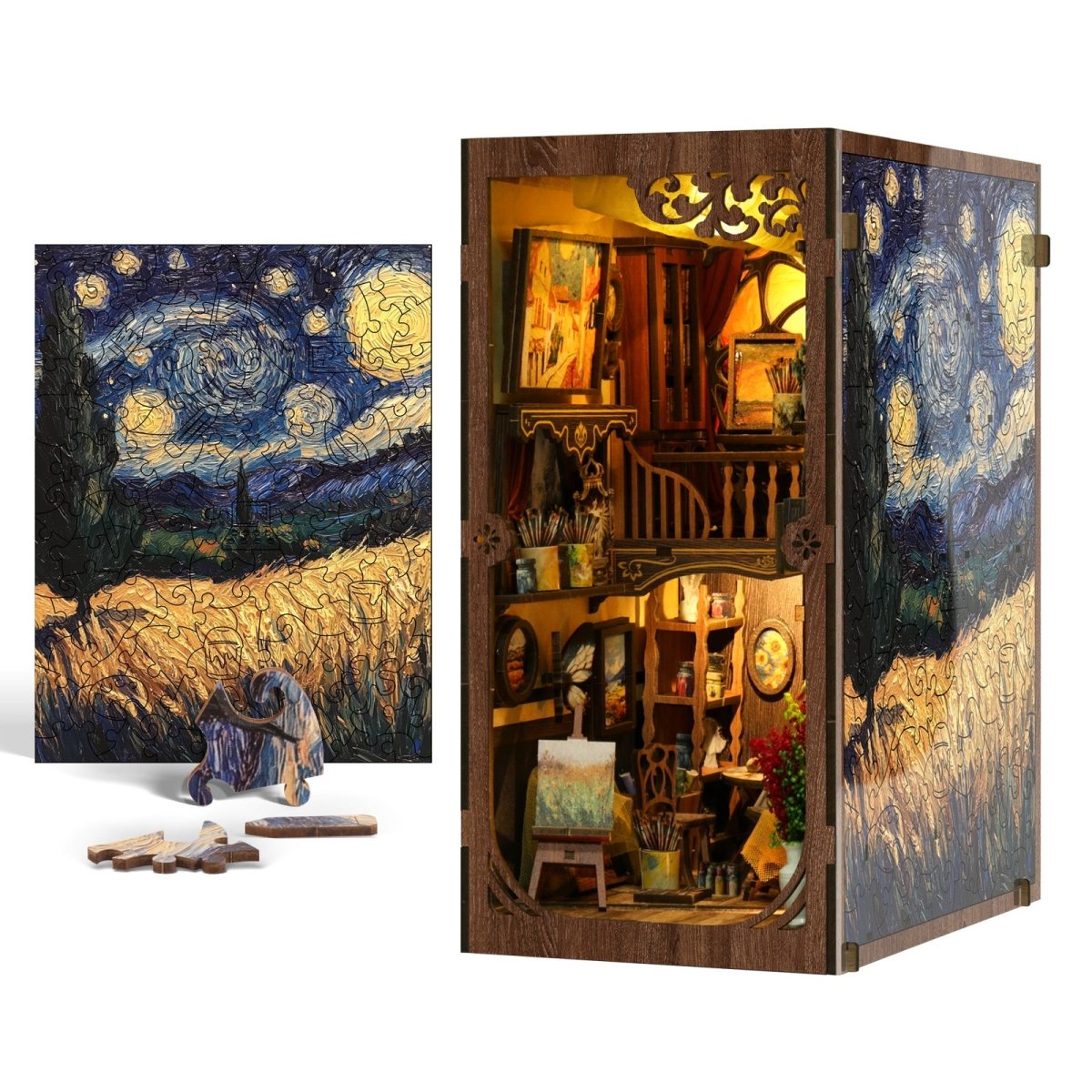 kaayee-book-nook-kit-painting-room-miniaturhaus-mit-licht image 6