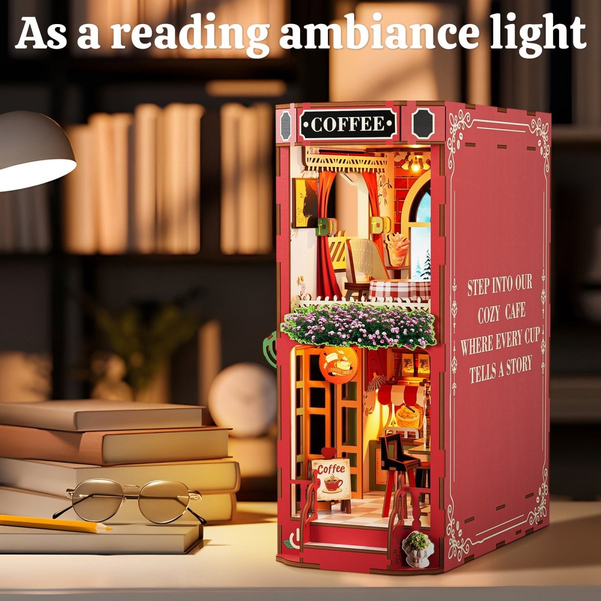 kaayee-book-nook-kit-coffee-shop-3d-puzzle-mit-licht image 2
