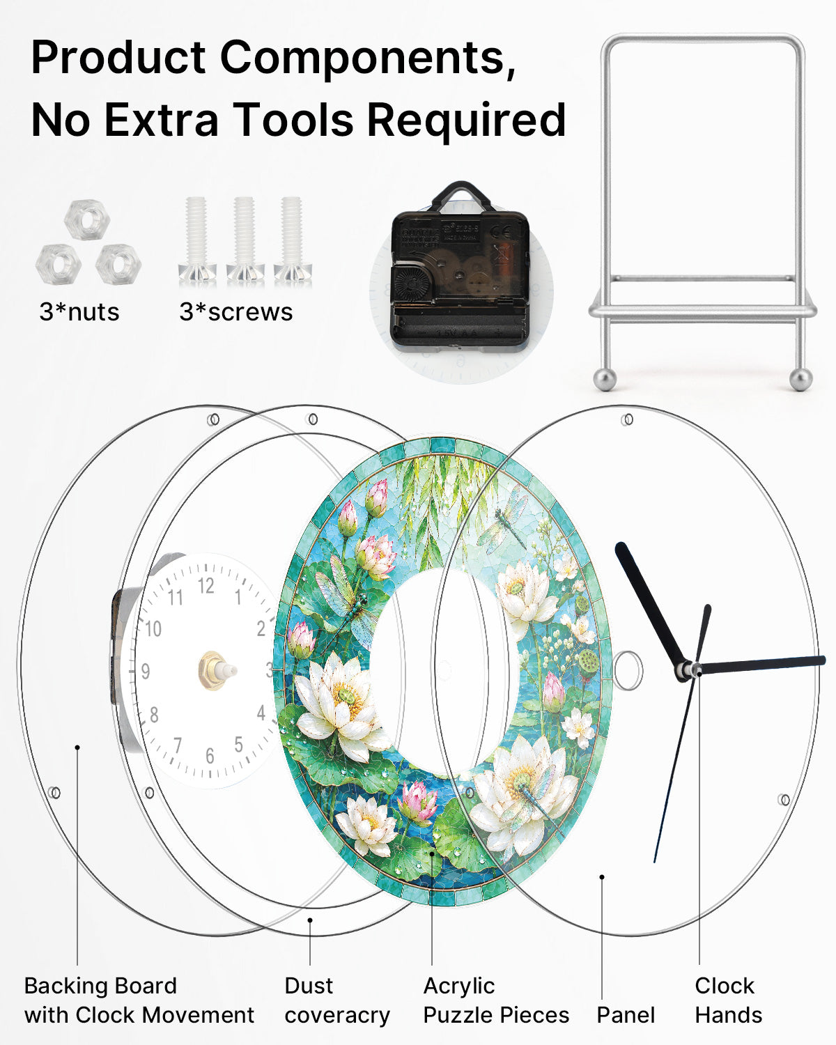 kaayee-clock-kit-lotus-pond-puzzleuhr-regular-acryl-diy image 6