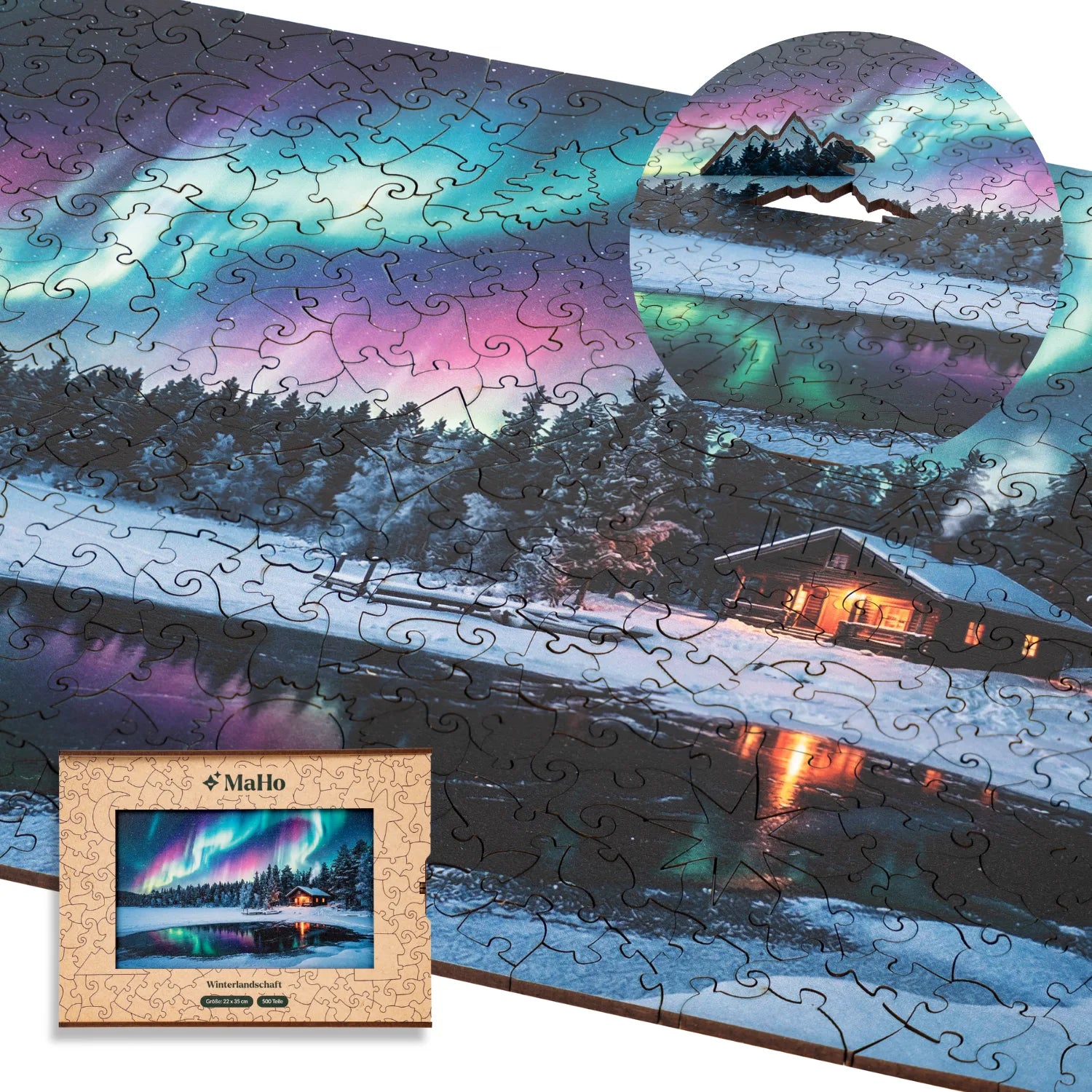 magicholz-winterlandschaft-holzpuzzle-500-teile-nordlichter image 7