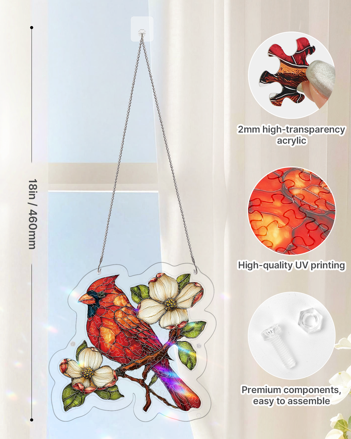 kaayee-suncatcher-puzzle-magnolia-cardinal-fensterbild-medium image 5