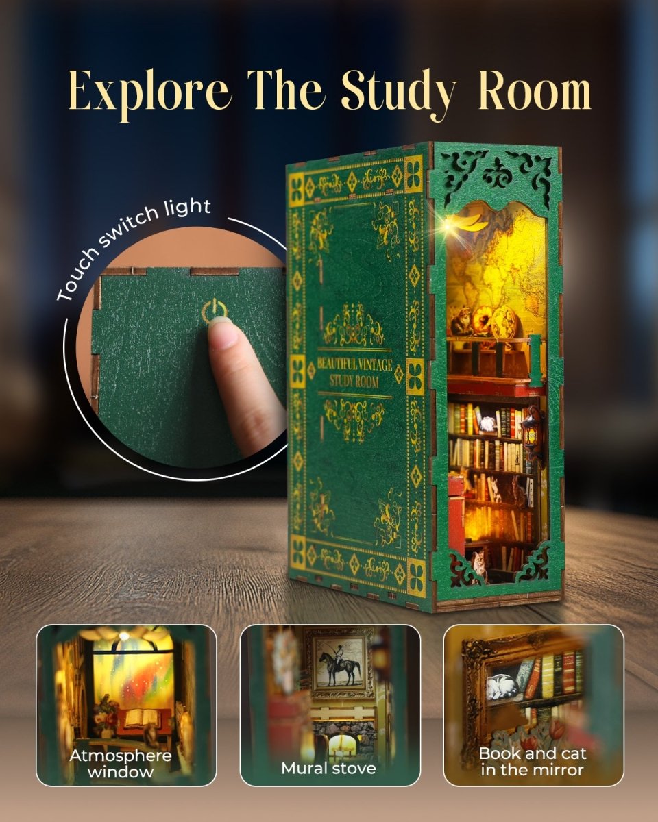 kaayee-book-nook-kit-vintage-study-3d-puzzle-holz-led image 4