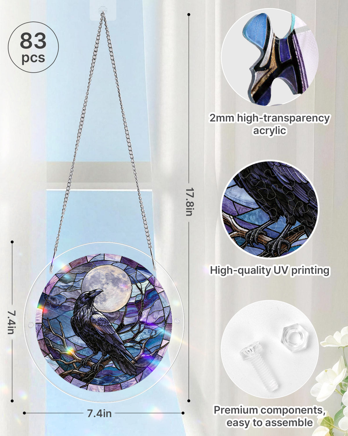 kaayee-suncatcher-puzzle-moonlit-raven-fensterbild-small-acryl image 4