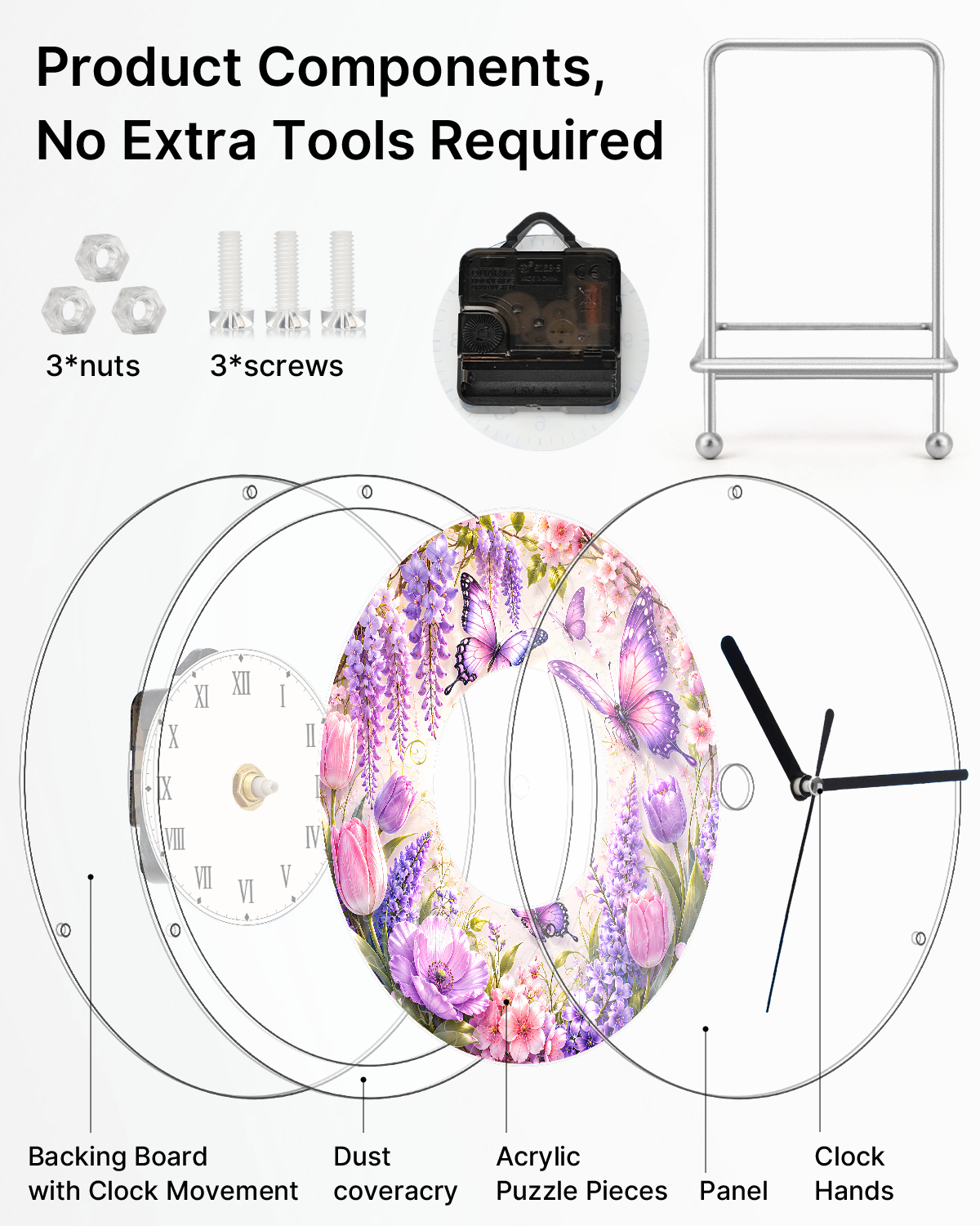 kaayee-clock-kit-wisteria-butterfly-acryluhr-regular-size image 6
