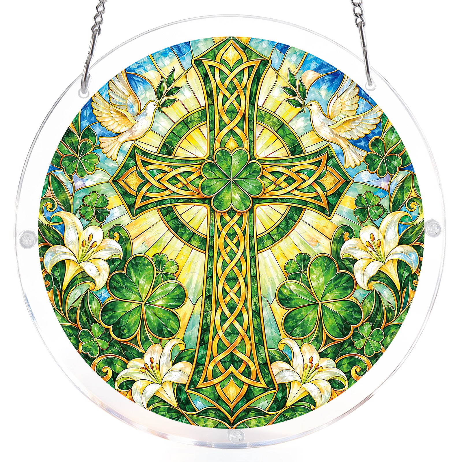 kaayee-suncatcher-emerald-blessing-cross-fensterbild-gr-n-m image 1