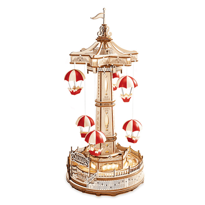magicholz-mechanischer-bausatz-fallschirmturm-jahrmarkt-mit-motor image 2