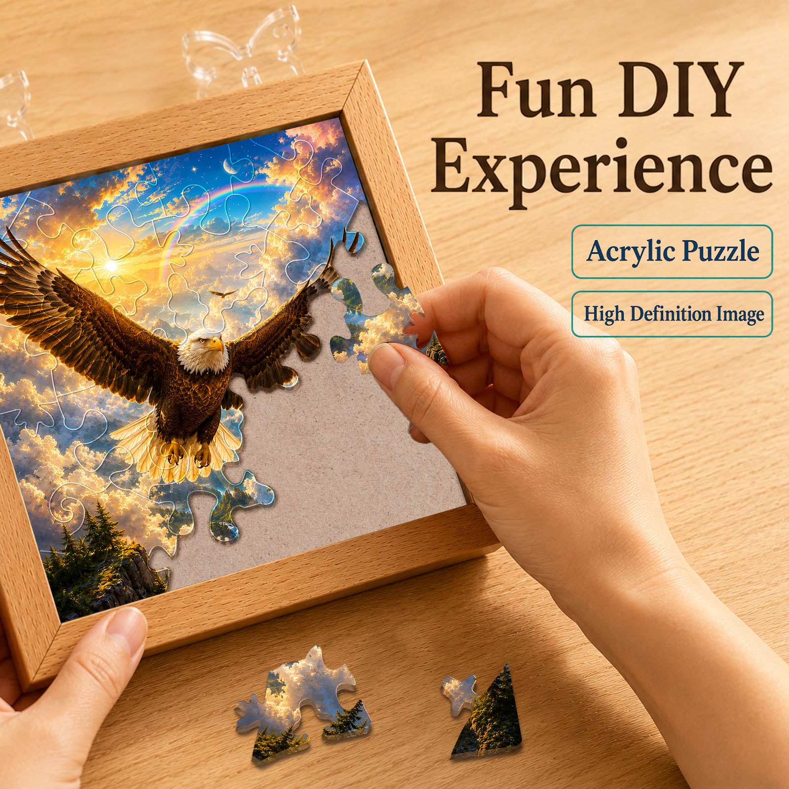 kaayee-night-light-soaring-eagle-acryl-puzzle-holzrahmen image 2