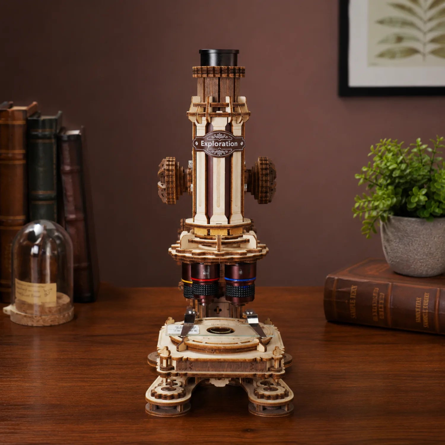 magicholz-mechanischer-bausatz-mikroskop-holzmodell-retro image 2
