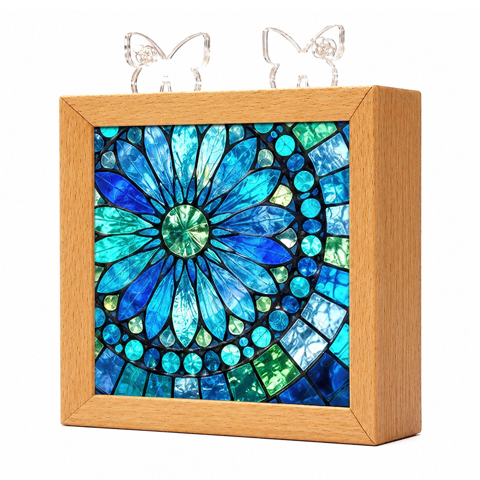 kaayee-sapphire-bloom-nachtlicht-holzrahmen-acryl image 1