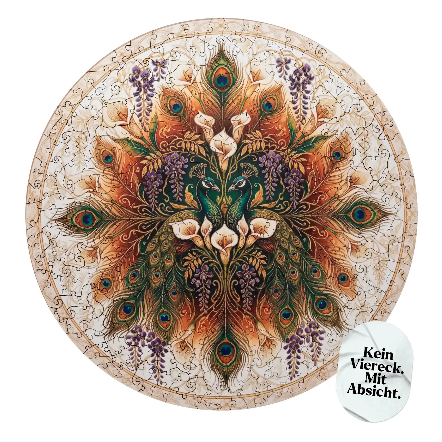 magicholz-goldene-pfauen-holzpuzzle-mandala-350-teile-jugendstil image 1
