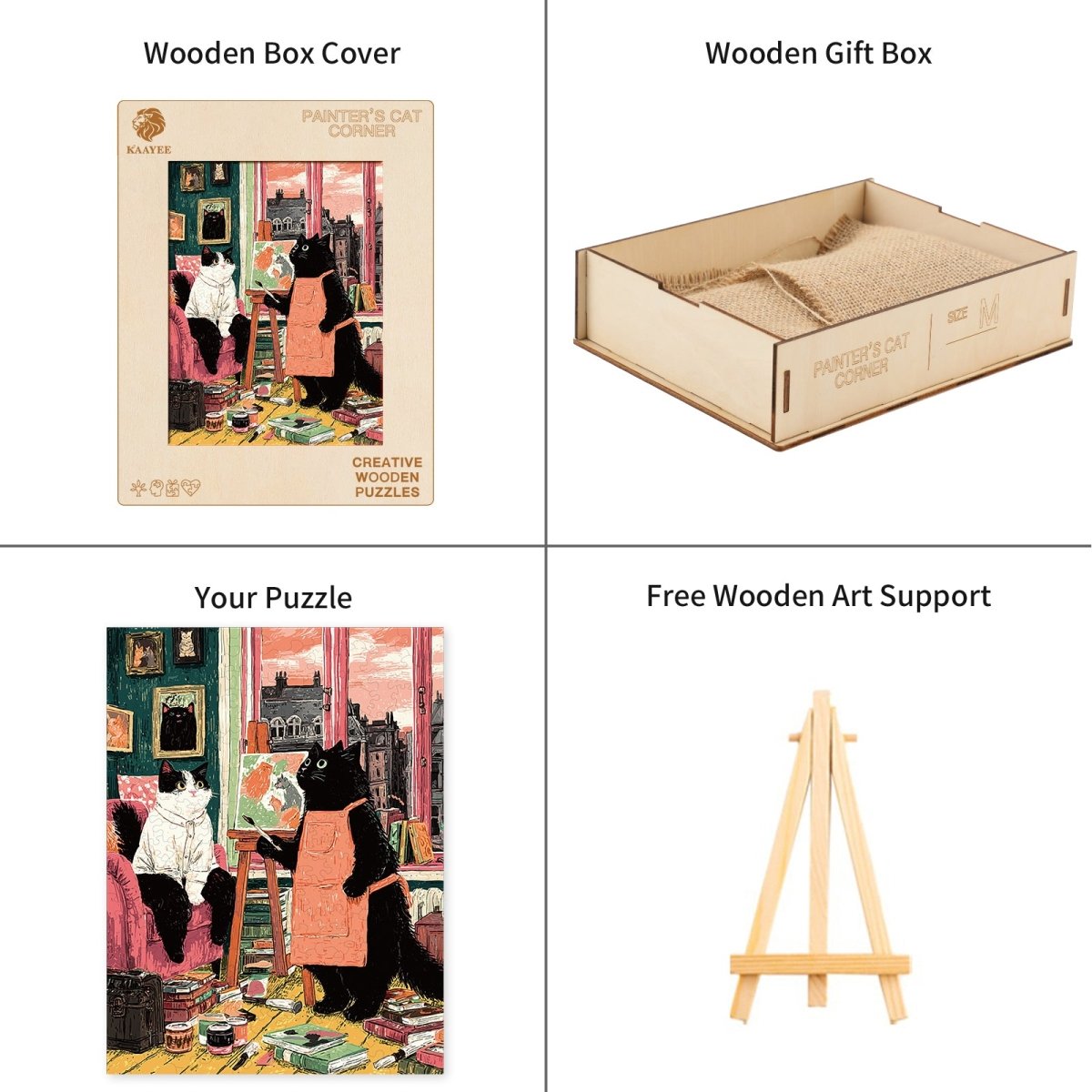 kaayee-wooden-puzzle-painter-s-cat-corner-holz-puzzle-katze image 4