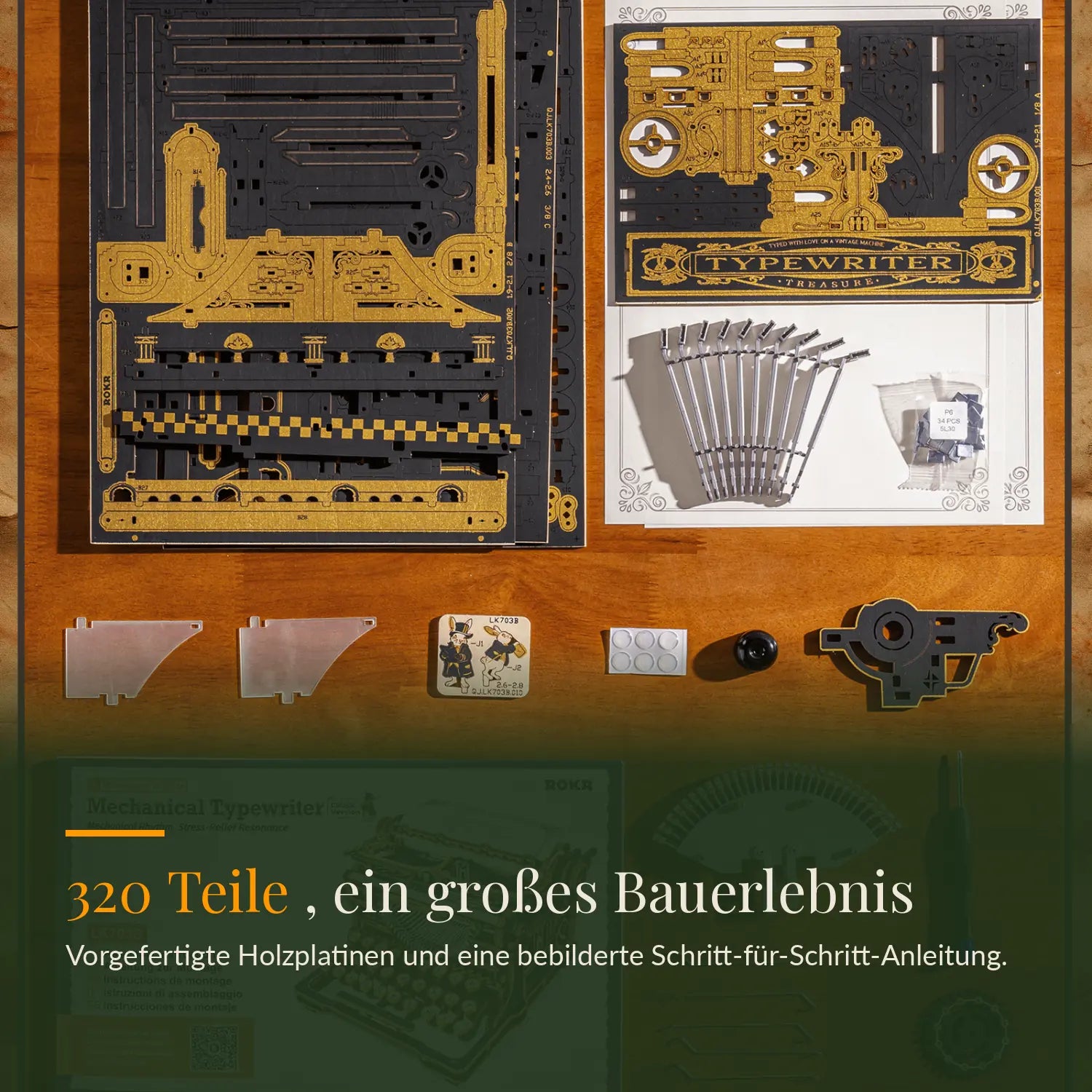 magicholz-mechanische-schreibmaschine-holzbausatz-retro-320-teile image 7