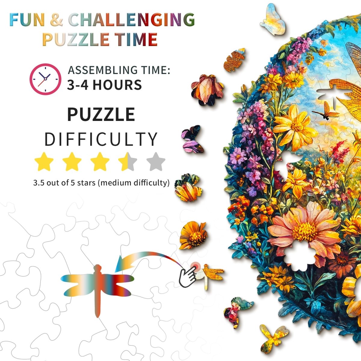 kaayee-wooden-puzzle-libelle-blumen-holzpuzzle-mittel image 4