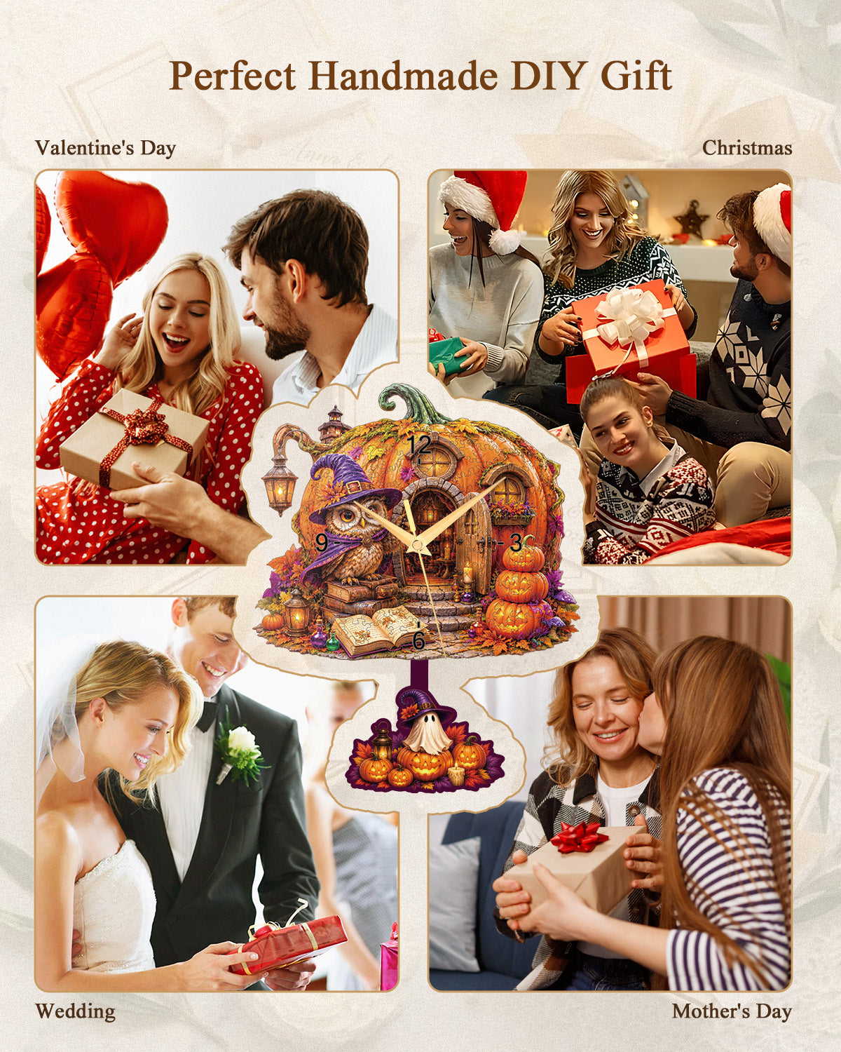 kaayee-clock-kit-enchanted-pumpkin-cottage-holz-puzzle-uhr image 7