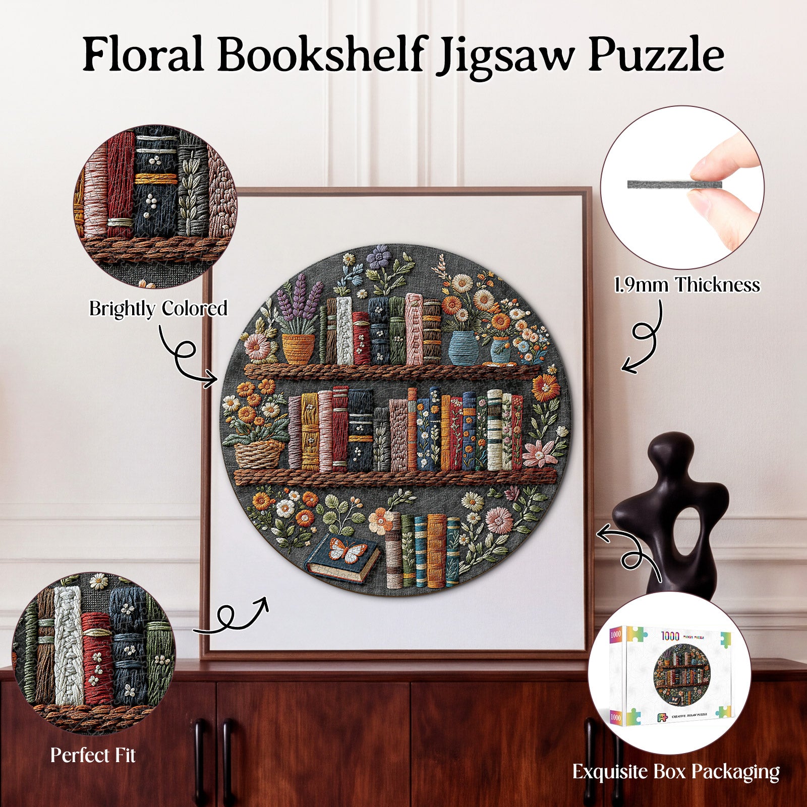 kaayee-cardboard-puzzle-floral-bookshelf-1000-teile-eco image 3