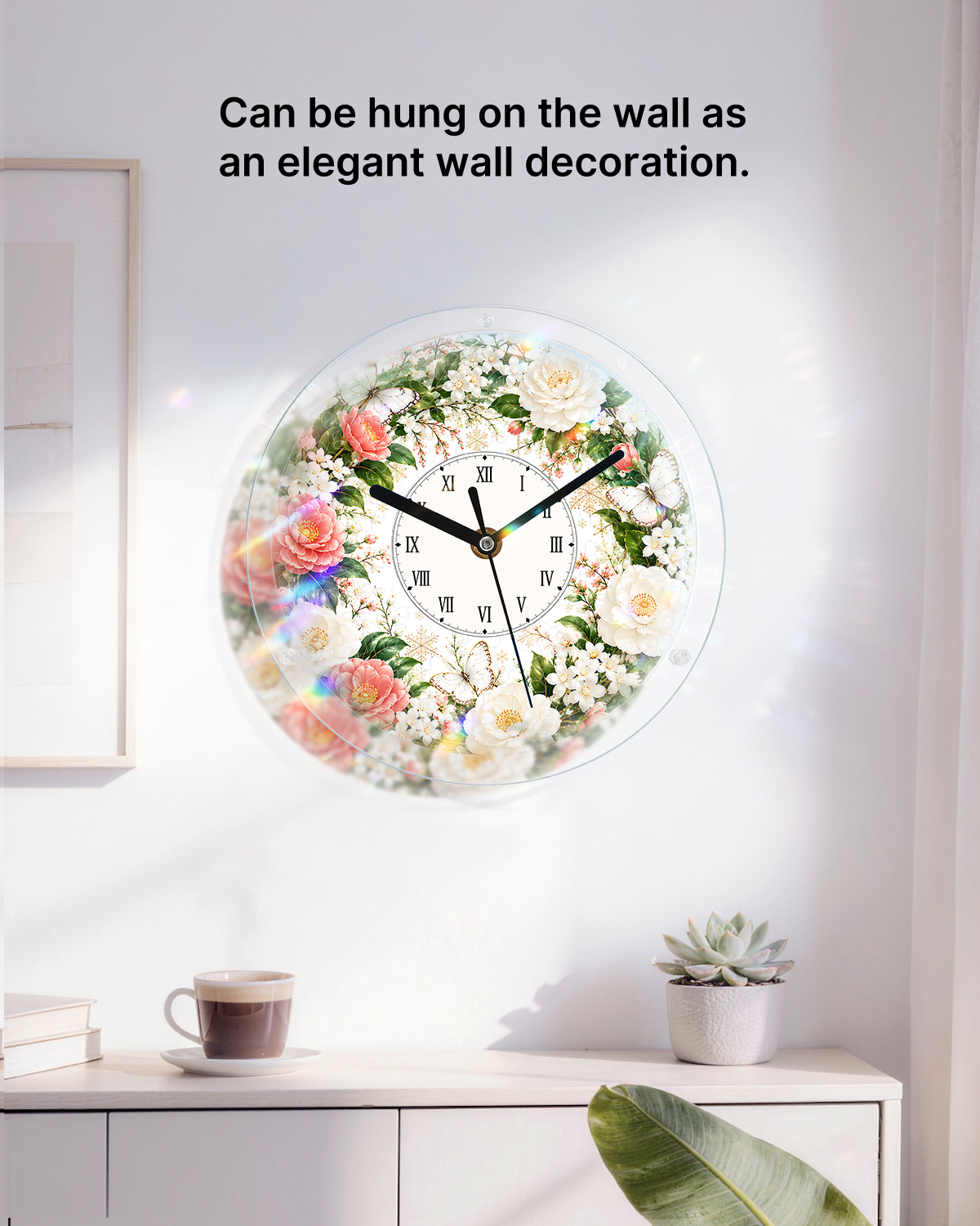 kaayee-clock-kit-pink-white-rose-dream-wanduhr-regular-size image 4
