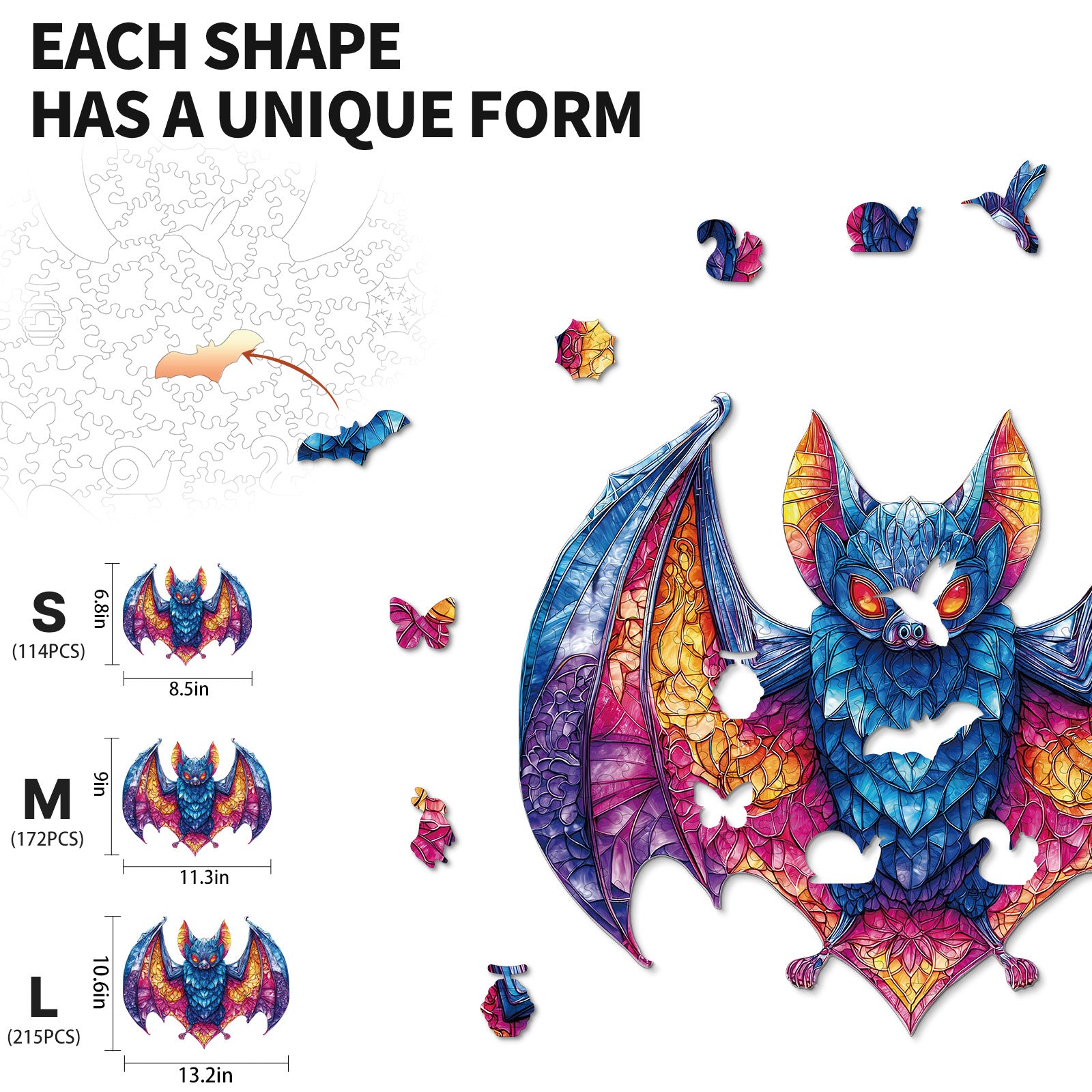 kaayee-wooden-puzzle-prismatic-bat-holzpuzzle-fledermaus image 3