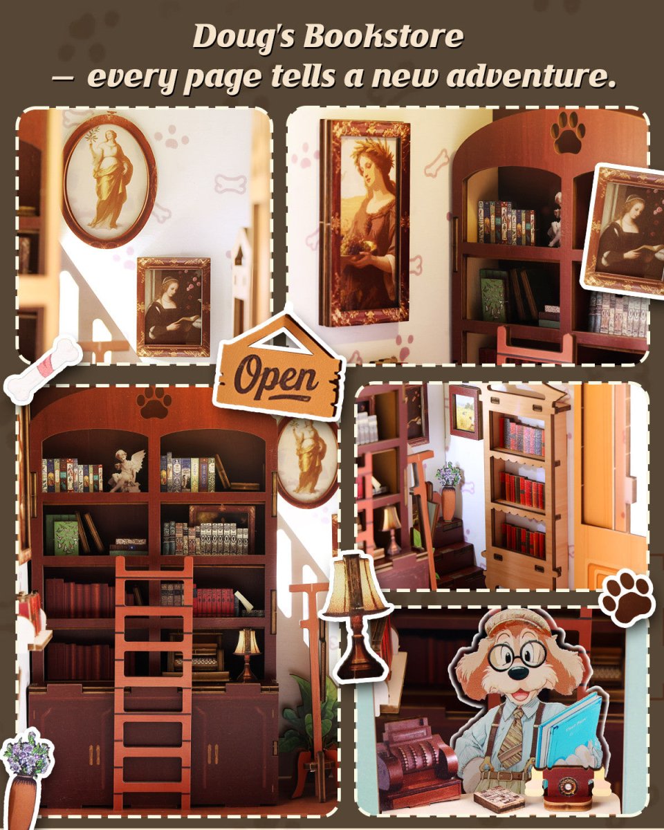 kaayee-book-nook-kit-doug-s-bookstore-3d-holzbausatz image 3
