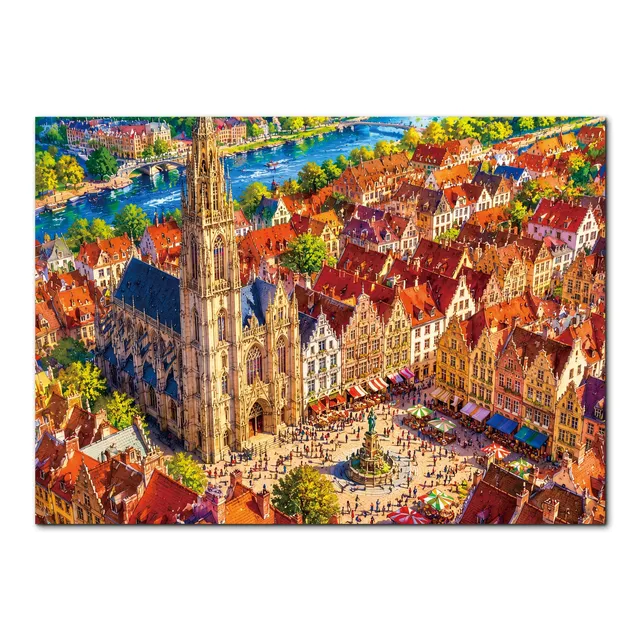 kaayee-clock-kit-sunlit-clocktower-town-1000-teile-puzzle-standard image 1