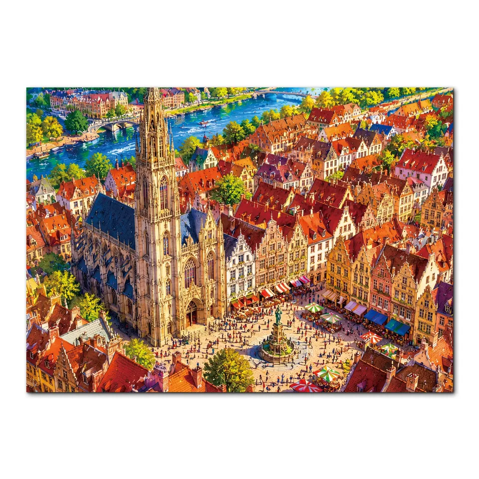 kaayee-clock-kit-sunlit-clocktower-town-1000-teile-puzzle-standard image 1