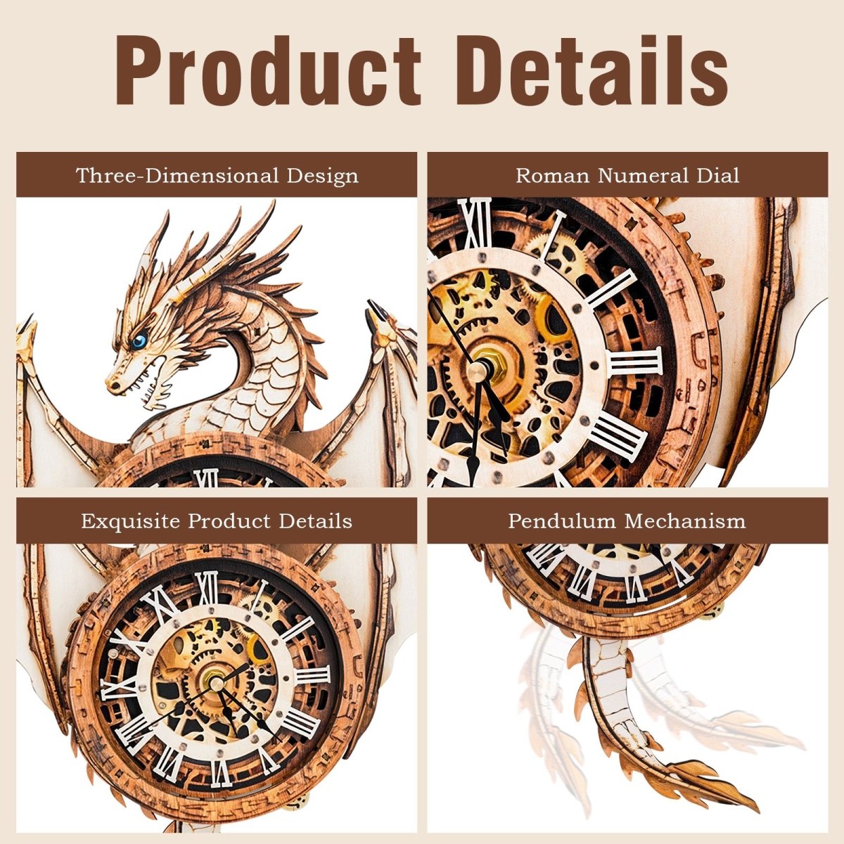 kaayee-clock-kit-dragon-holzuhr-3d-puzzle-wanduhr-holz image 3