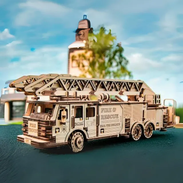 magicholz-mechanischer-bausatz-lkw-feuerwehrauto-439-teile image 1