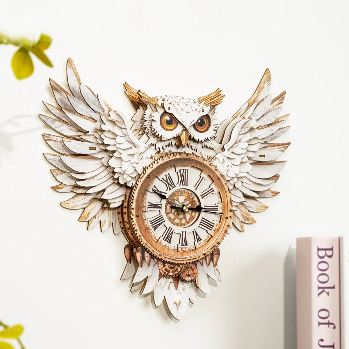 kaayee-snowy-owl-wooden-clock-kit-3d-puzzle-holzuhr-eule image 6