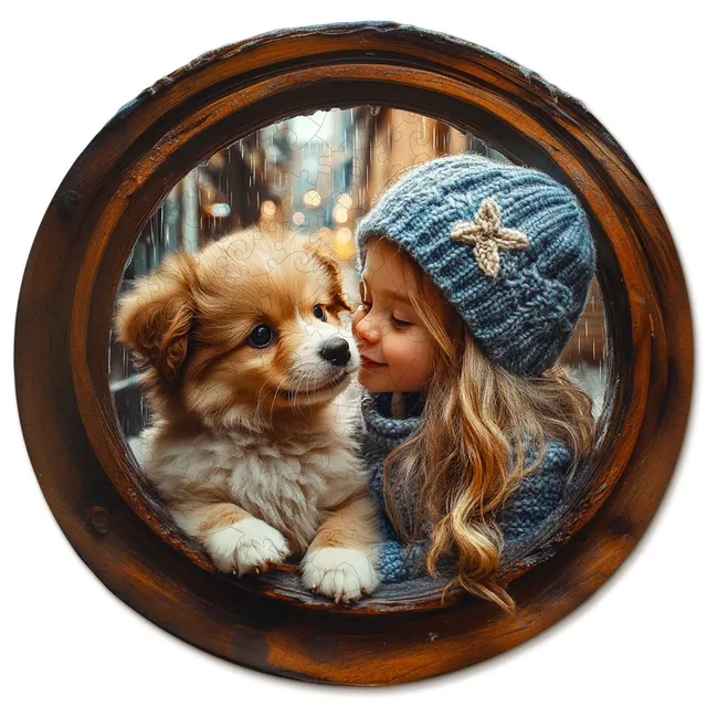 kaayee-hund-und-kind-holzpuzzle-medium-tiermotiv image 1