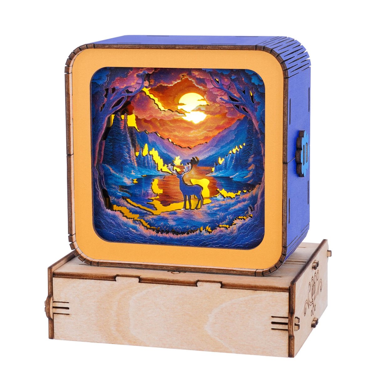 kaayee-night-light-forest-fantasy-deer-3d-holzpuzzle-lampe image 3