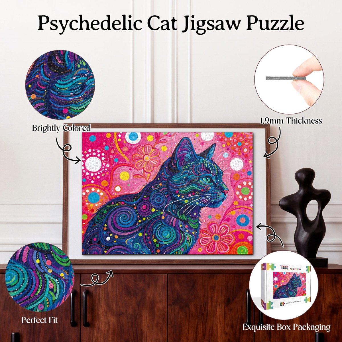 kaayee-cardboard-psychedelic-cat-puzzle-1000-teile-eco-white image 3