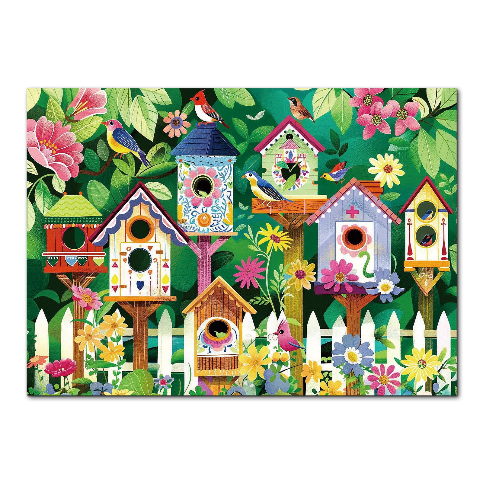 kaayee-garden-birdhouses-puzzle-1000-teile-eco-white-board-garten image 1