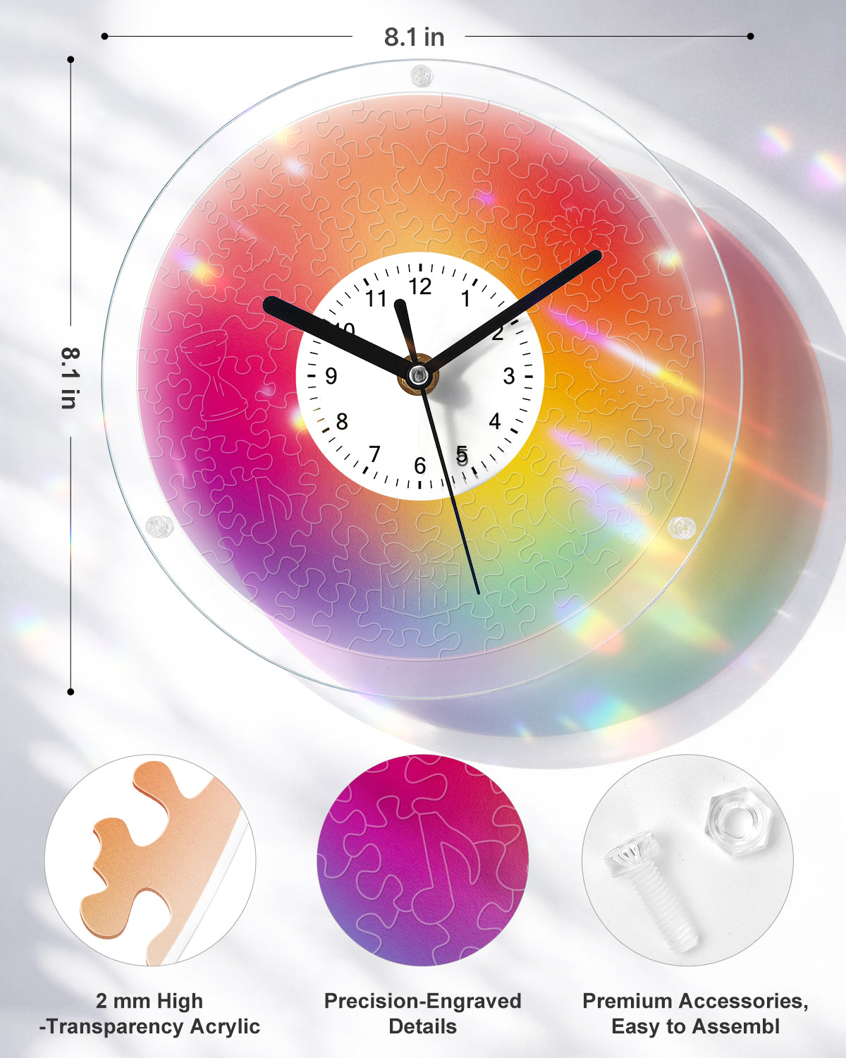 kaayee-clock-kit-diy-acryl-puzzle-uhr-diffuse-color-regular image 3