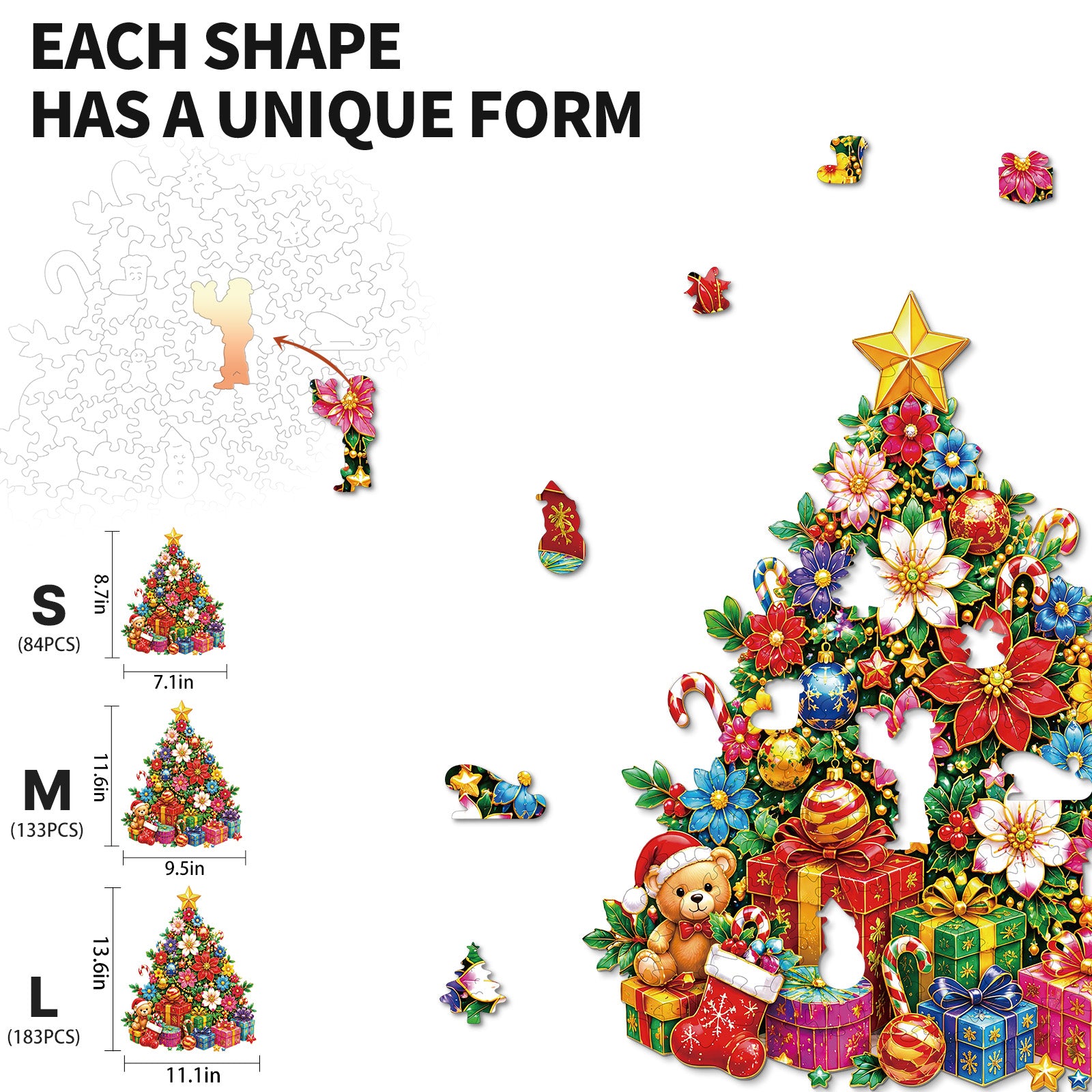 kaayee-wooden-puzzle-floral-gift-christmas-tree-holzpuzzle-medium-weihnachten image 3