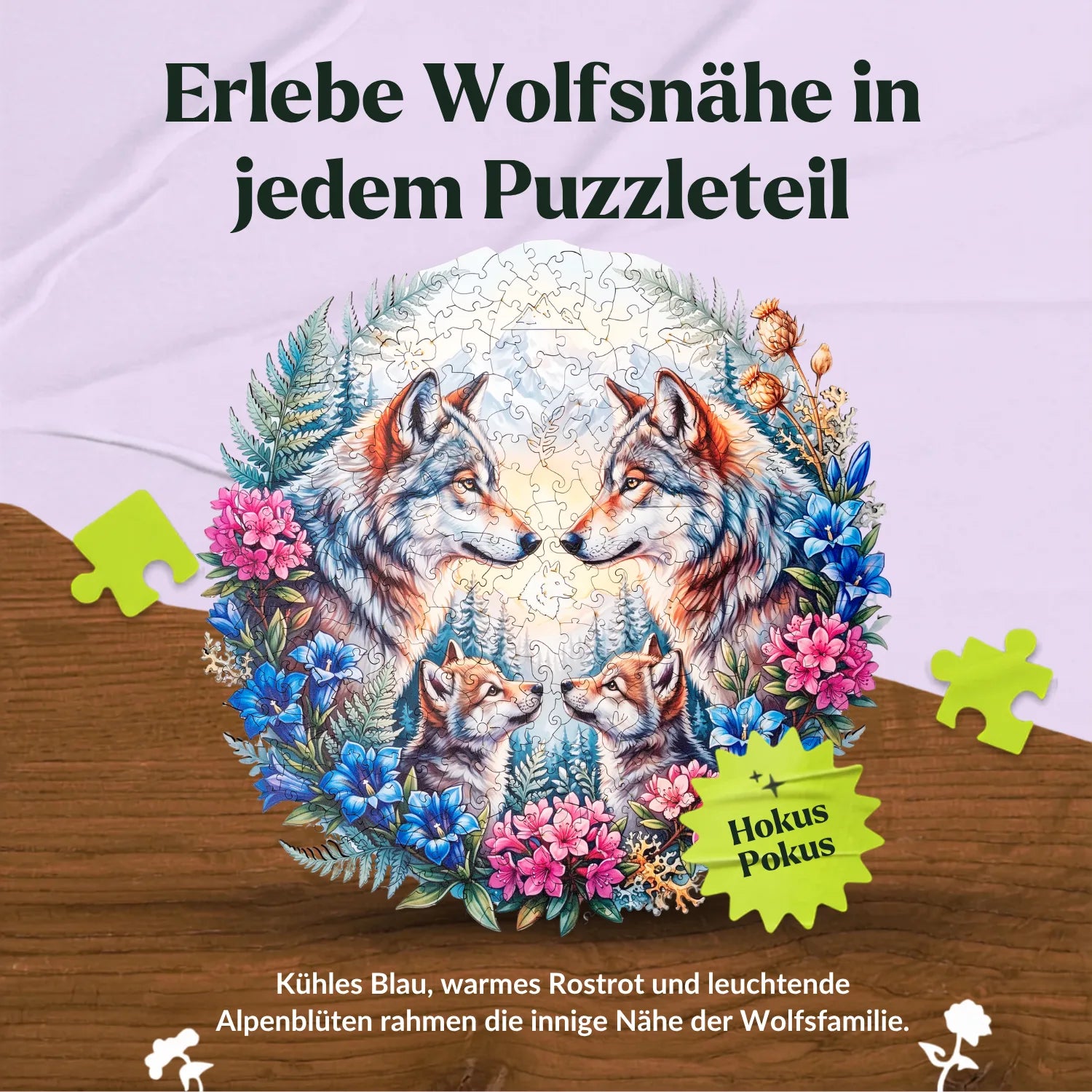 magicholz-wolfsfamilie-holzpuzzle-350-teile-mandala image 4