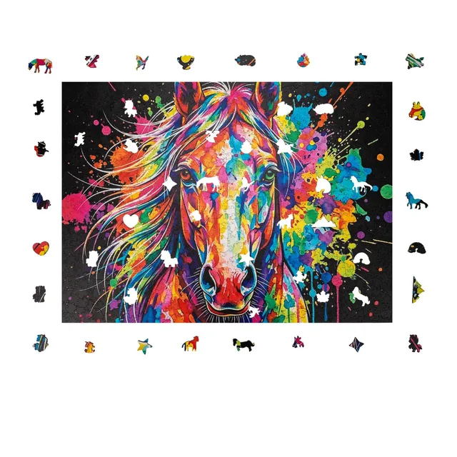 magicholz-buntes-pferd-holzpuzzle-1000-teile image 1