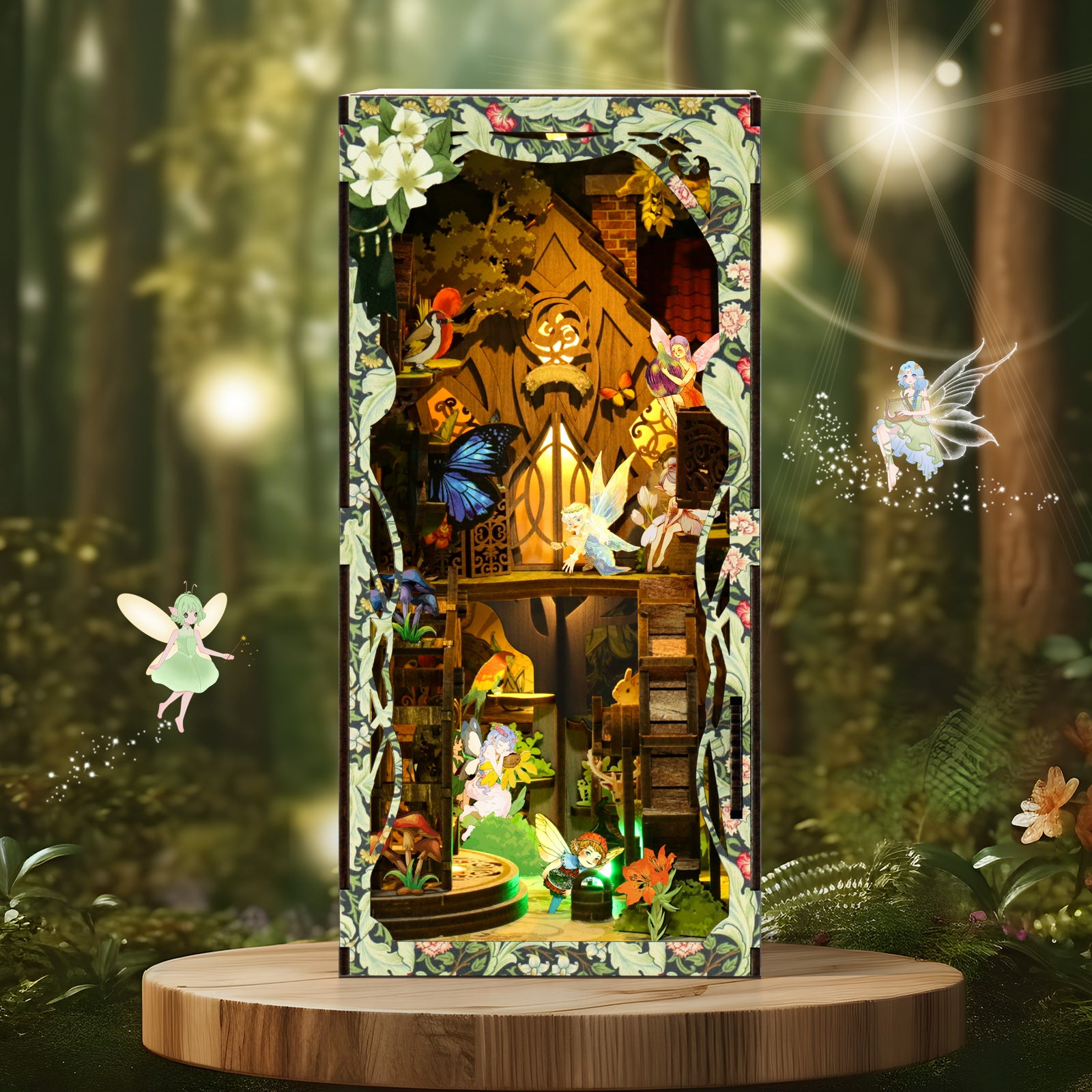 kaayee-book-nook-kit-forest-sanctuary-bastelset-wald-mit-licht image 2