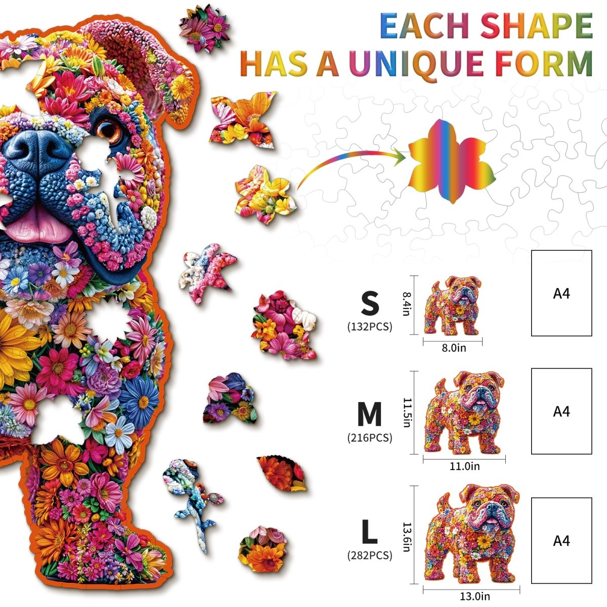 kaayee-wooden-puzzle-flower-dog-medium-holz-bunt image 4