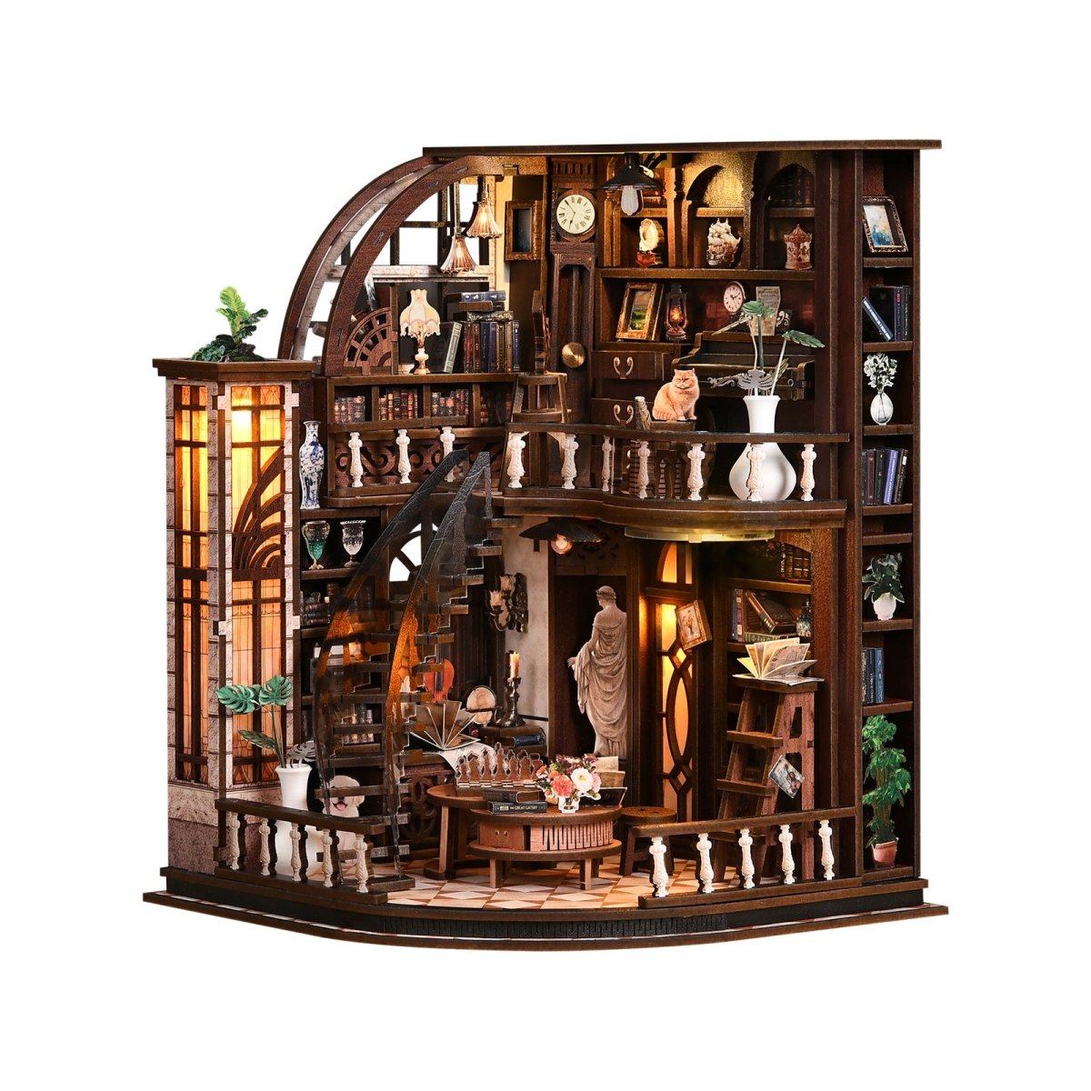 kaayee-bacchus-bookstore-miniaturhaus-bastelset-holz-mit-licht image 1
